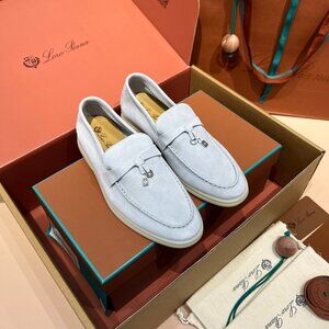 👟 Loro Piana Light Blue Suede Luxury Loafers 👟